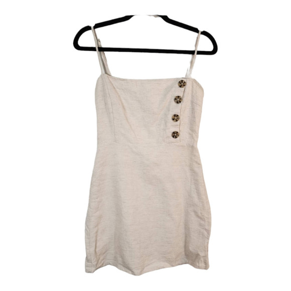 Urban Outfitters Riley Linen Mini Dress Cream Size 0 xs - Picture 1 of 8